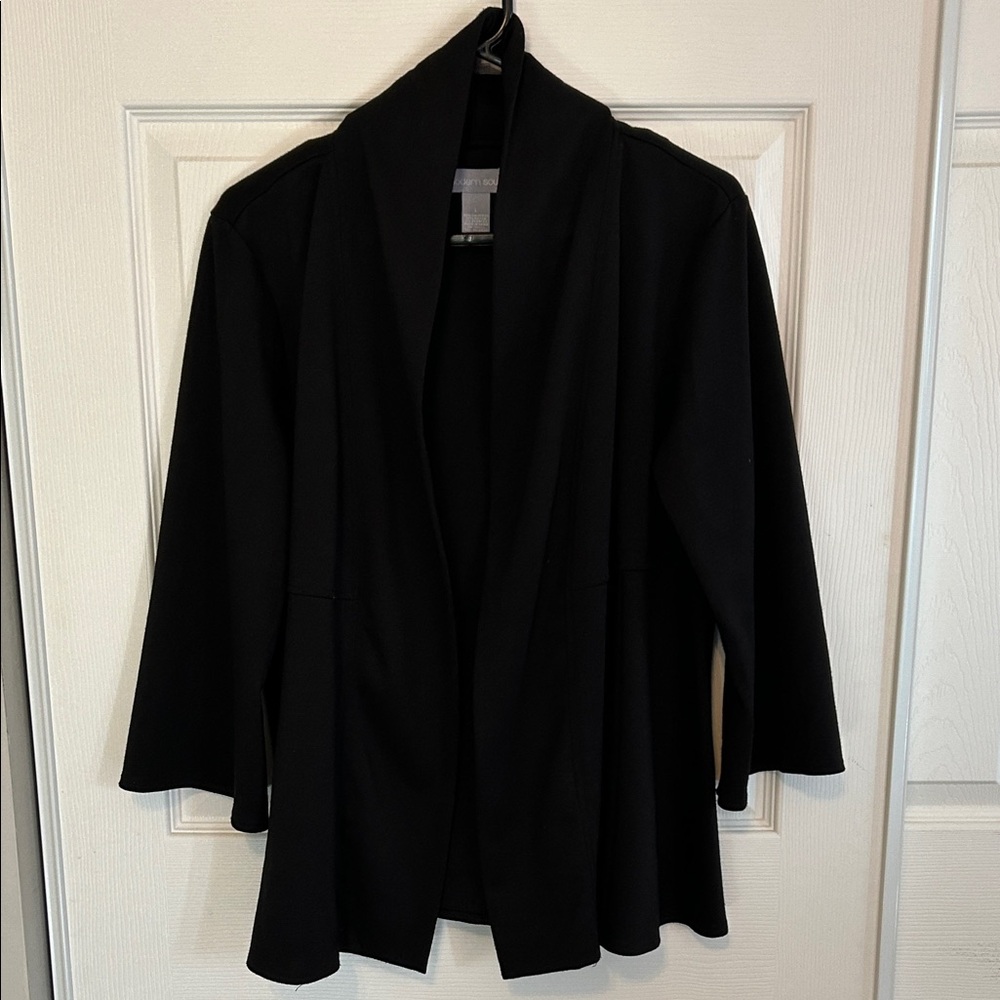 MODERN SOUL Black Open-Front Three-Quarter Sleeves Blazer Jacket Women's Large